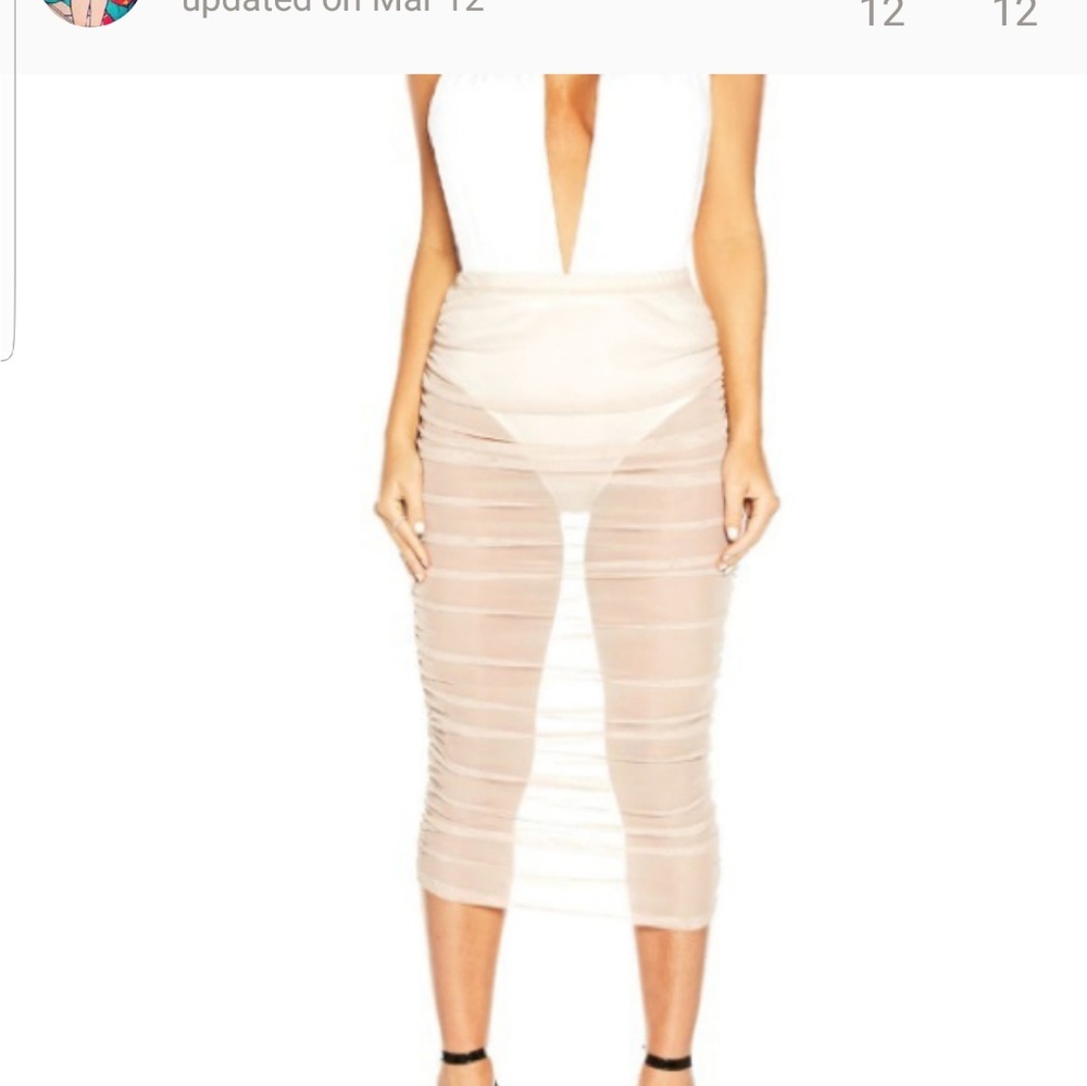 Nude sheer midi skirt